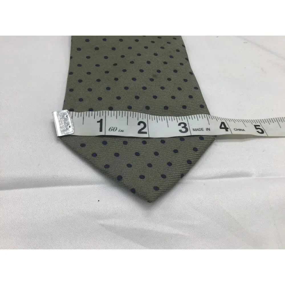 Tommy Hilfiger Italian Silk Tie Green Polka Dots 3.5 Inch Quiet Luxury Formal
